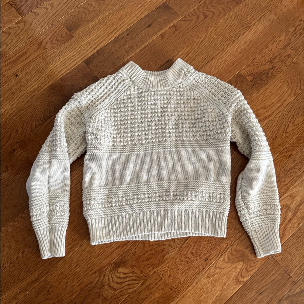 Cream Textured Knit Women's Sweater